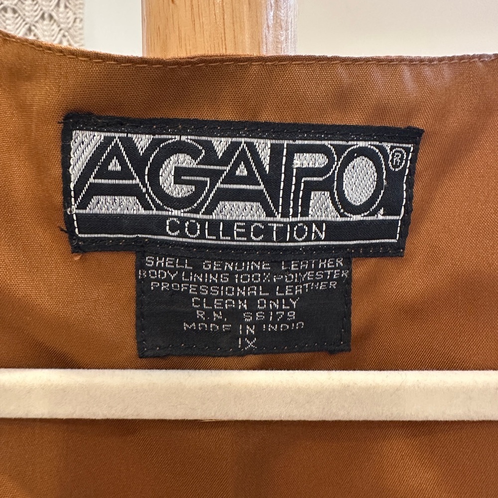 Agapo Vintage Genuine Leather Embroidered Vest Cognac Brown NWT, XL / XXL - Picture 4 of 7